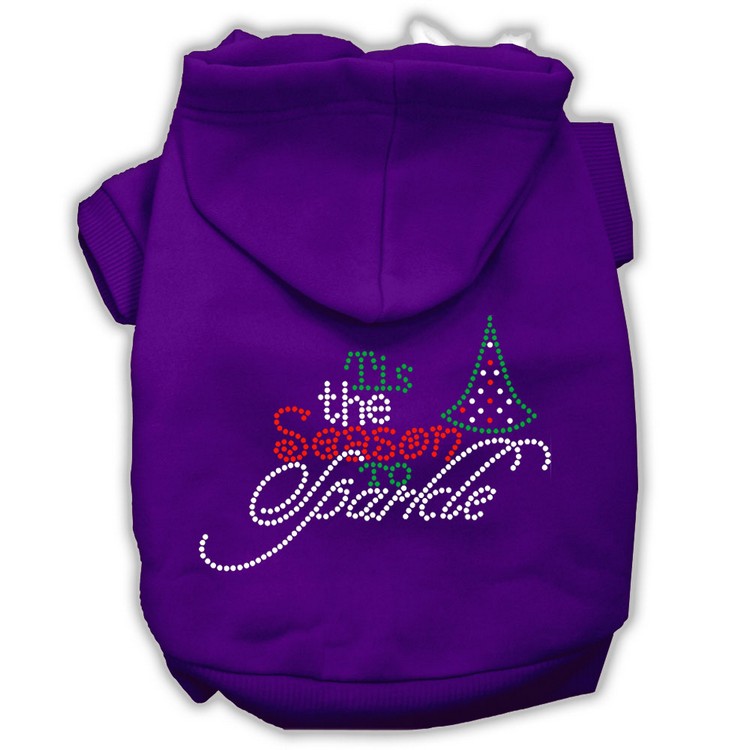 Tis the Season to Sparkle Rhinestone Dog Hoodie Purple XL